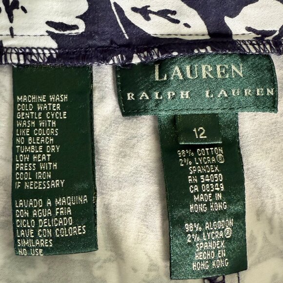 Lauren Ralph Lauren Blue White Floral Capri Pants Size 12 - Picture 5 of 8